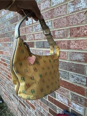 Dooney & Bourke Yellow Multicolor DB Logo Hobo with Heart Charm